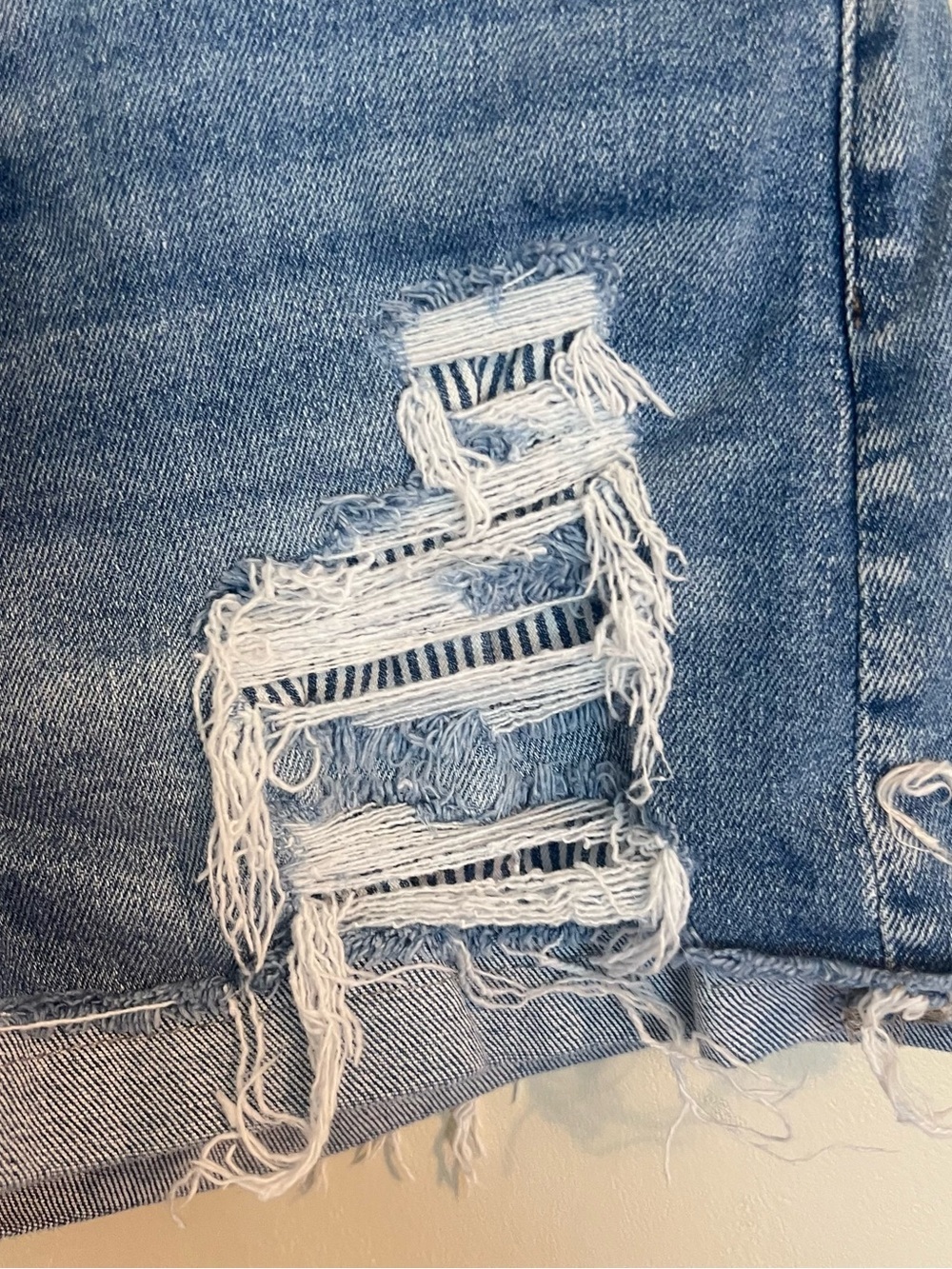 KanCan Distressed Button-Fly Denim Shorts - Blue - Picture 2 of 9